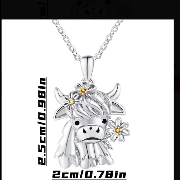Highland Cow Pendant Silver Necklace - Picture 6 of 7